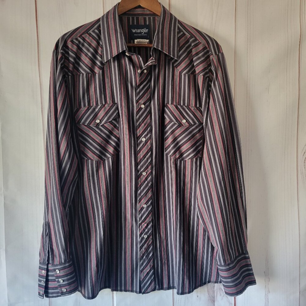 Vintage Wrangler Pearl Snap Western Cowboy Long Sleeve Shirt, Men’s XL, Like New